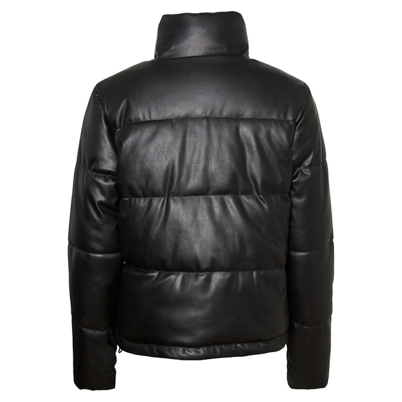 Noisy May Faux Leather Zip-Up Puffer Jacket - Picture 2 of 2